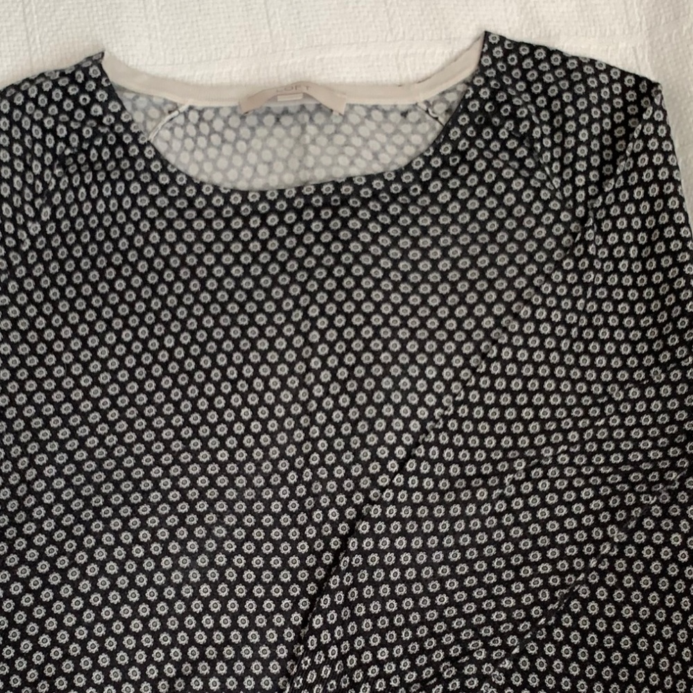 LOFT Black & White Scoop Neck Pullover